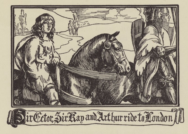 Sir Ector, Sir Kay a Arthur jedou do Londýna od Dora Curtis