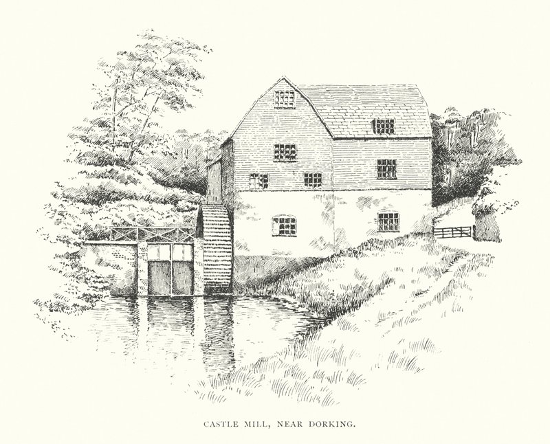 Castle Mill, poblíž Dorkingu (litografie) od Duncan Moul
