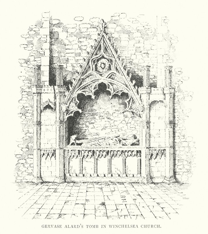 Hrobka Gervase Alarda v kostele Winchelsea (litografie) od Duncan Moul