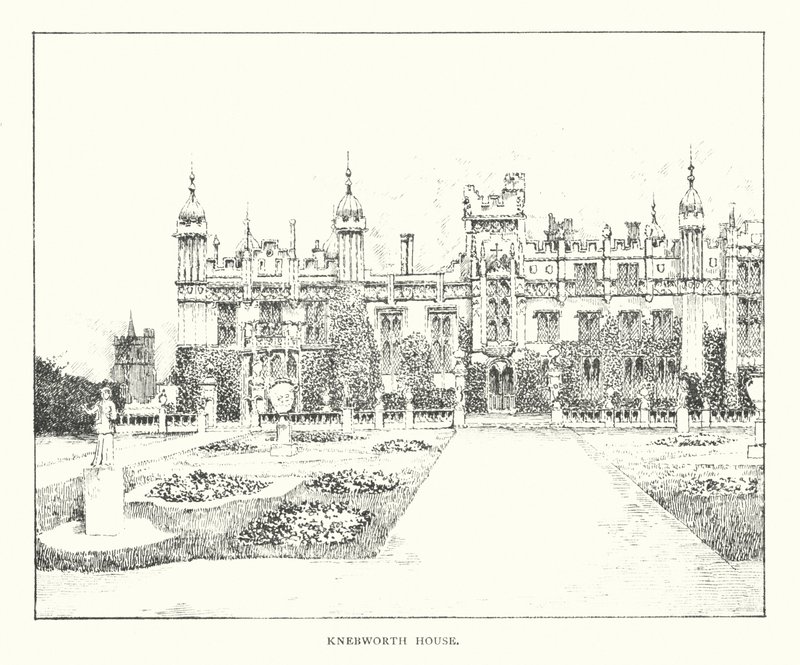 Knebworth House (litografie) od Duncan Moul