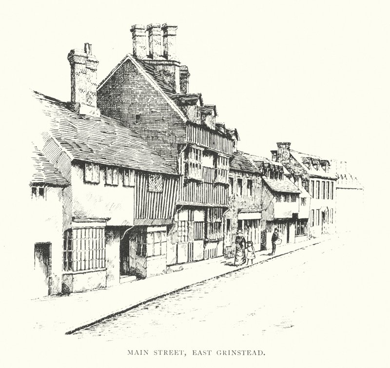 Main street, East Grinstead (litografie) od Duncan Moul