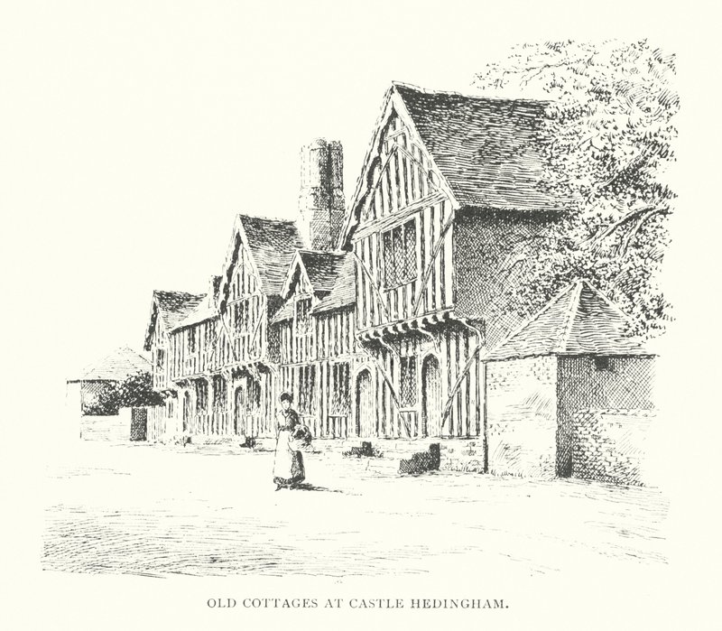 Old Cottages at Castle Hedingham (litografie) od Duncan Moul