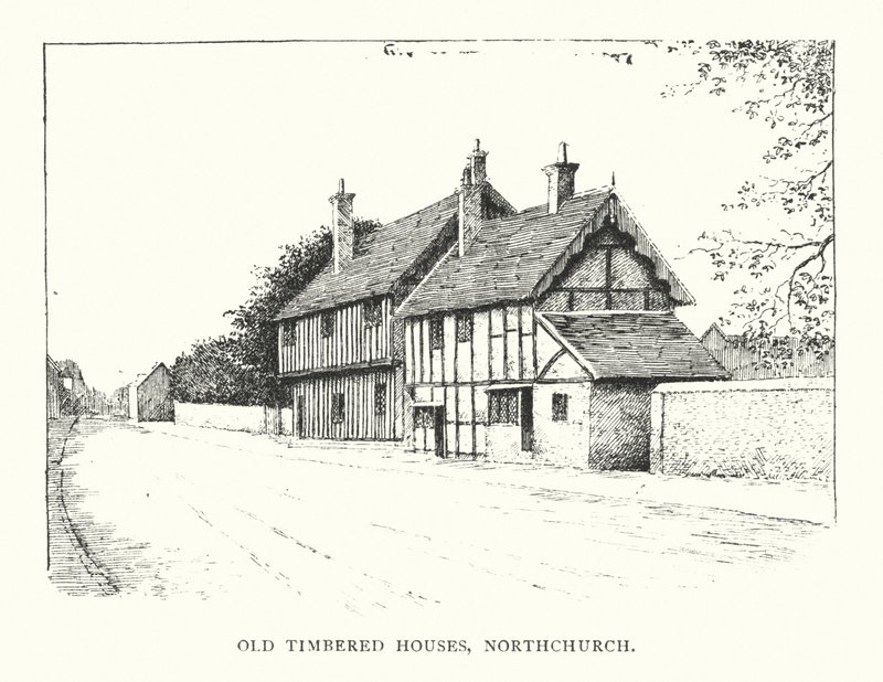 Old Timbered Houses, Northchurch (litografie) od Duncan Moul