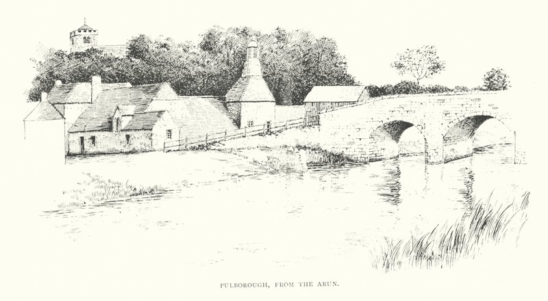 Pulborough, od řeky Arun (litografie) od Duncan Moul