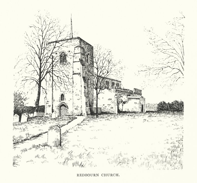 Redbournský kostel (litografie) od Duncan Moul