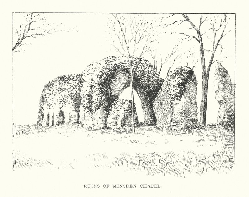 Zřícenina Minsdenské kaple (litografie) od Duncan Moul
