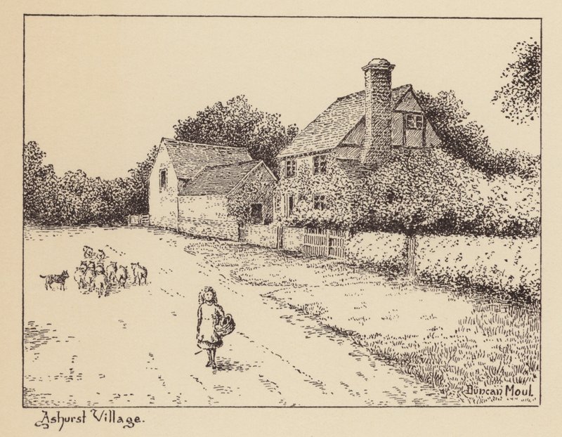 Sussex: Ashurst Village (litografie) od Duncan Moul
