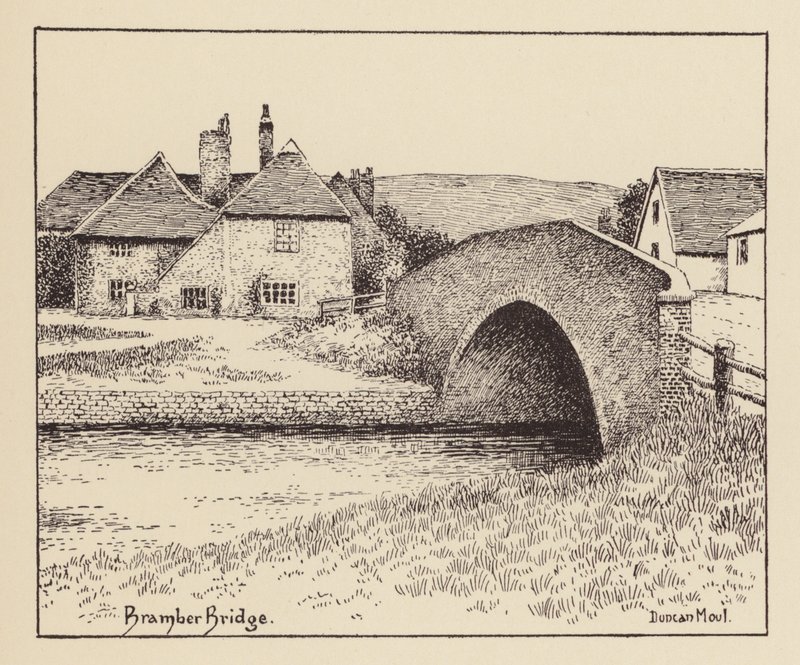 Sussex: Bramber Bridge (litografie) od Duncan Moul