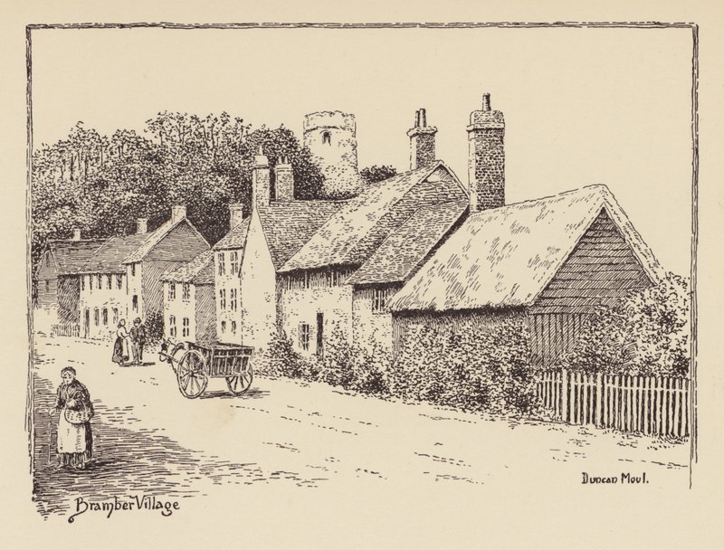 Sussex: Bramber Village (litografie) od Duncan Moul