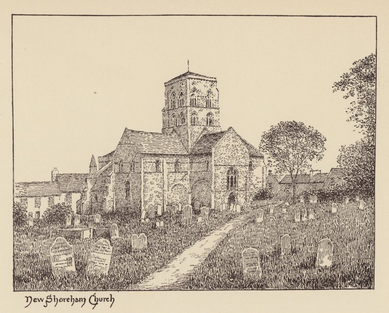 Sussex: New Shoreham Church (litografie) od Duncan Moul
