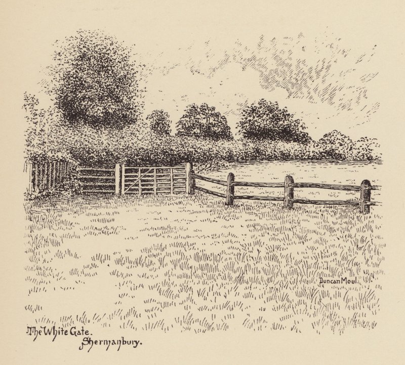 Sussex: The White Gate, Shermanbury (litografie) od Duncan Moul
