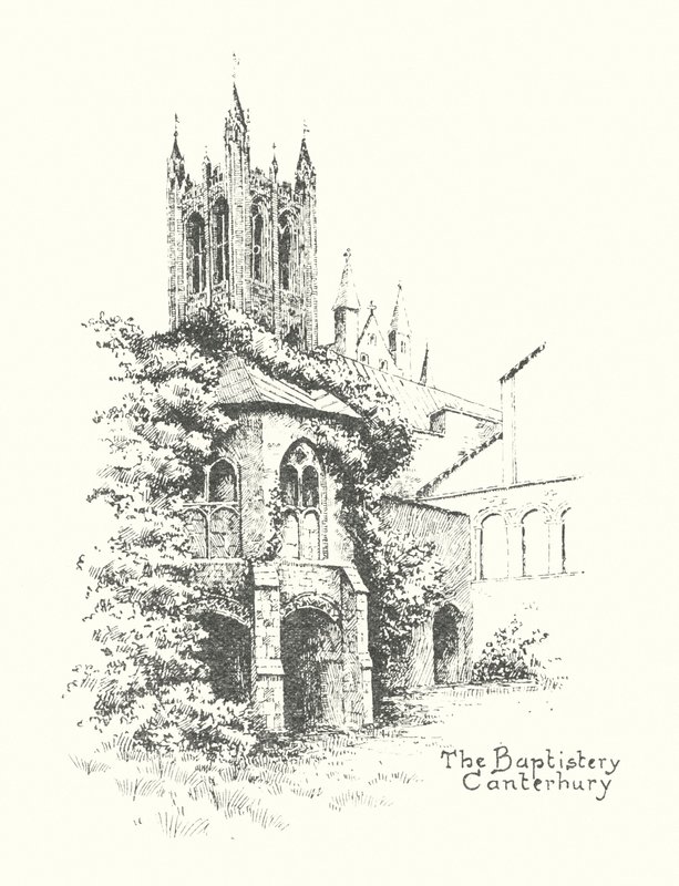 Baptisterium, Canterbury (litografie) od Duncan Moul