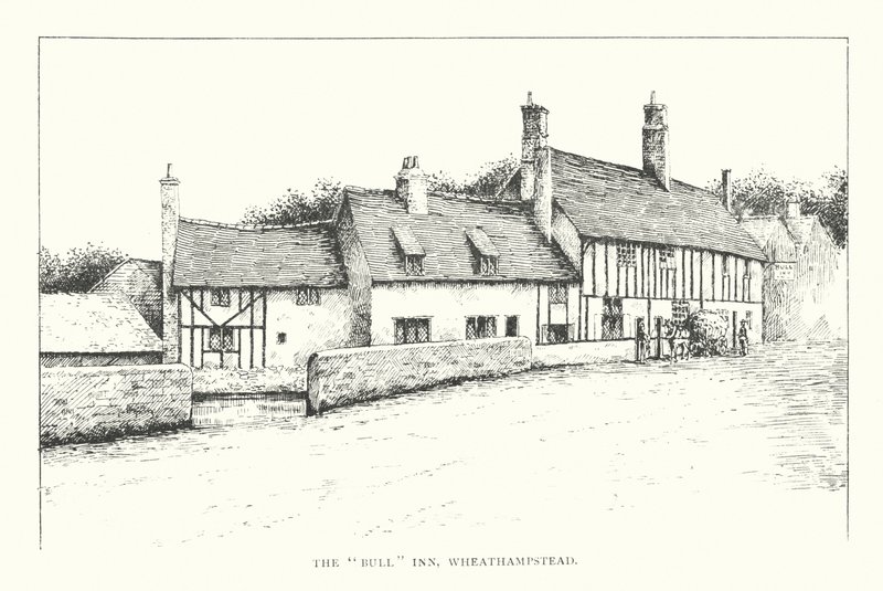 Hostinec The Bull, Wheathampstead (litografie) od Duncan Moul