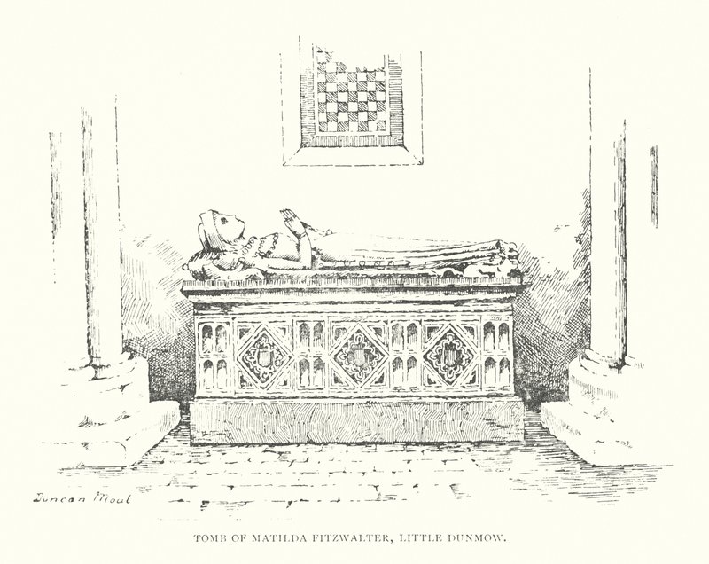 Hrobka Matildy Fitzwalterové, Little Dunmow (litografie) od Duncan Moul