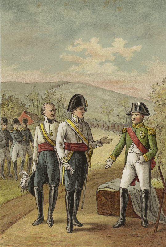Setkání Napoleona a rakouského císaře Františka II. po bitvě u Slavkova, 1805 od Dutch School
