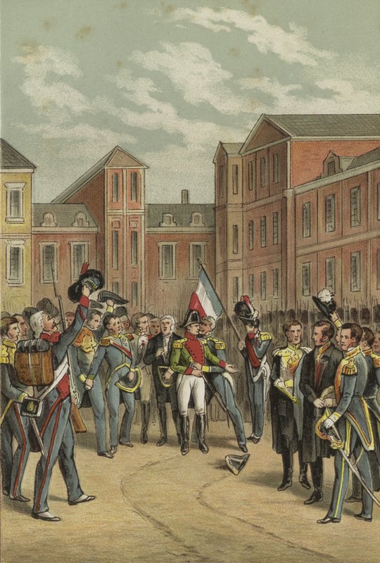 Napoleonovo rozloučení s císařskou gardou na nádvoří Bílého koně paláce Fontainebleau, 1814 od Dutch School