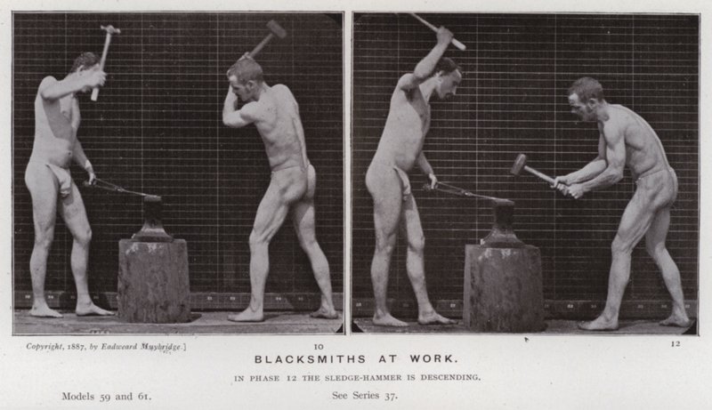 Lidská postava v pohybu: Kováři při práci od Eadweard Muybridge