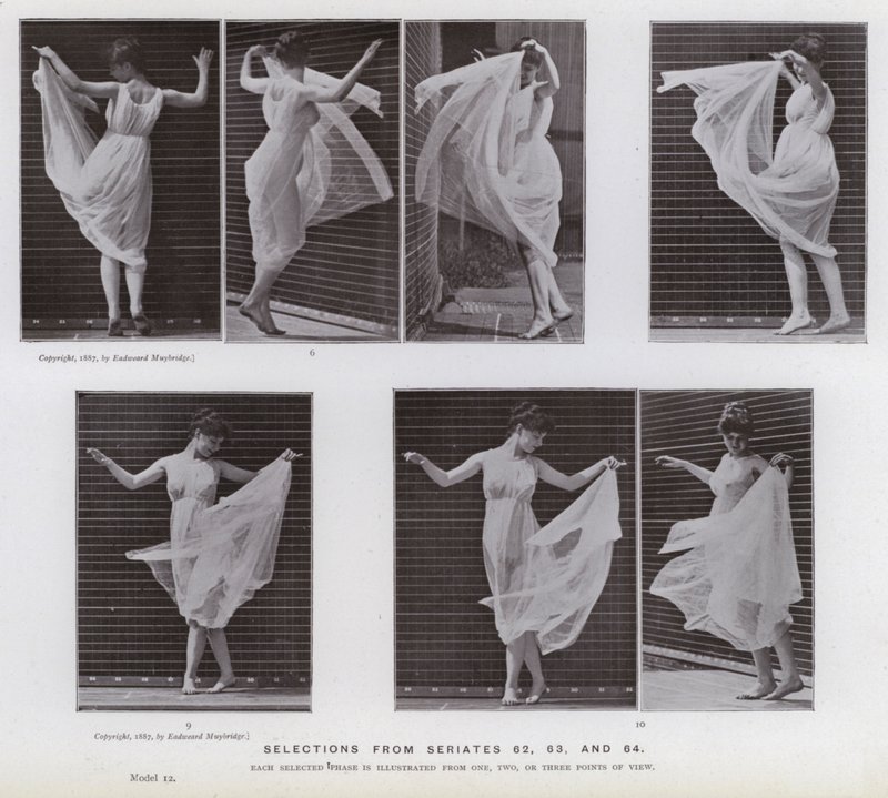 Lidská postava v pohybu: Výběr ze sérií 62, 63 a 64 (černobílá fotografie) od Eadweard Muybridge