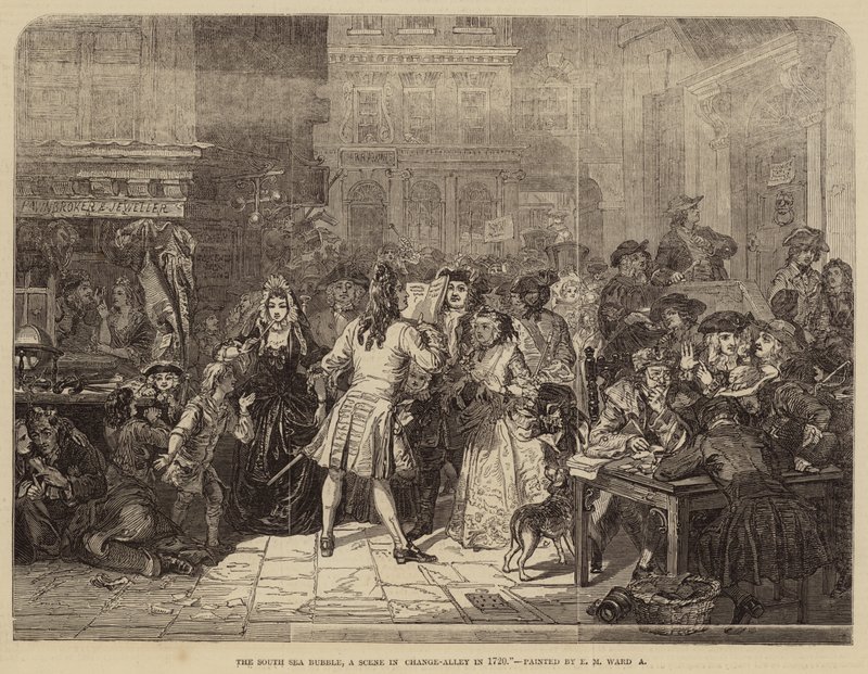 South Sea Bubble, scéna v Change-Alley v roce 1720 od Edgar Melville Ward