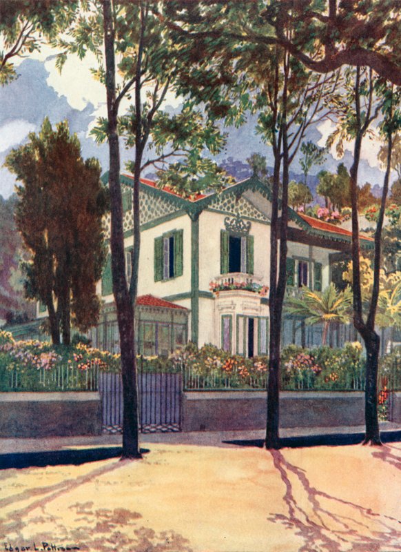 Rezidence pana Franka H Waltera, Petropolis (barevná lito) od Edgar L. Pattison