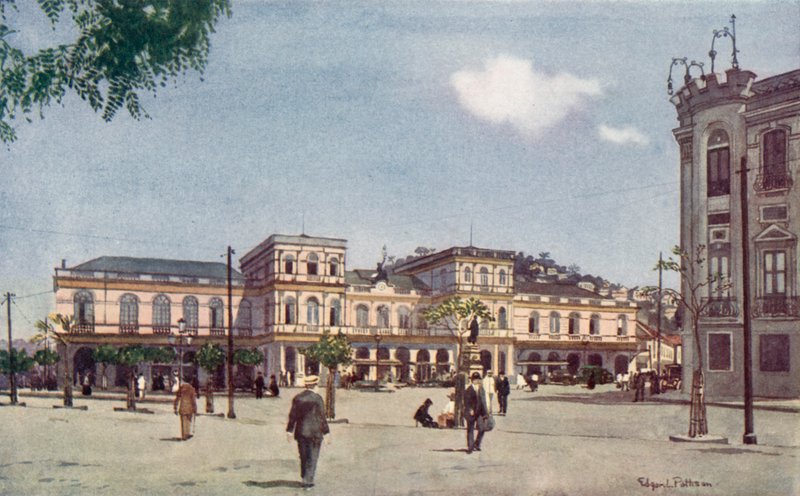 Konečná stanice centrální železnice, Rio de Janeiro (barevné lito) od Edgar L. Pattison