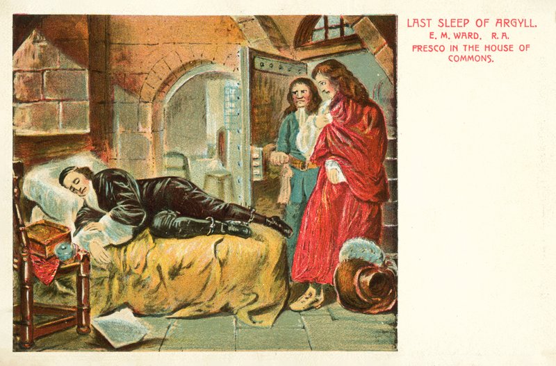Poslední spánek Argylla (barevná litografie) od Edgar Melville (after) Ward