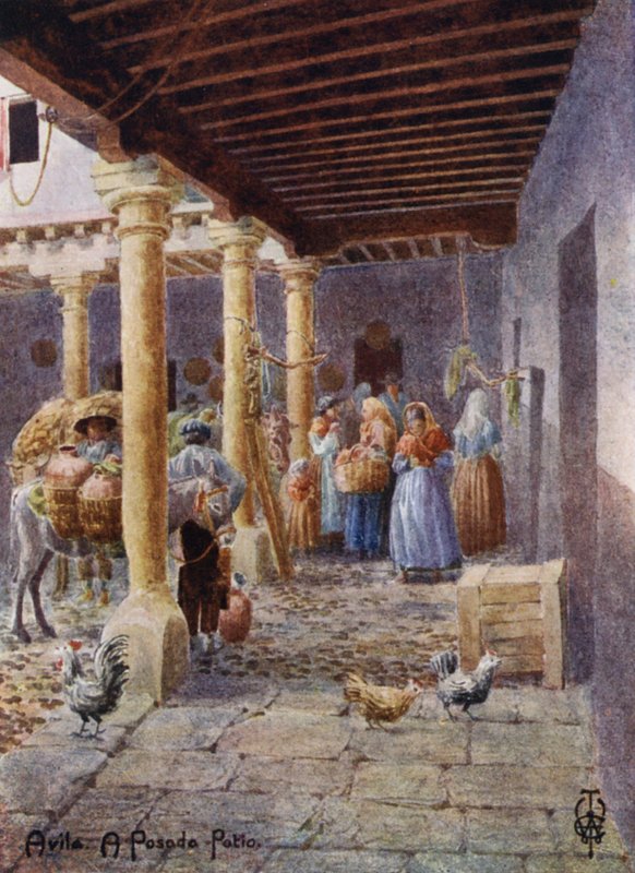 Severní Španělsko: Avila, A Posada Patio (barevné lito) od Edgar T. A. Wigram