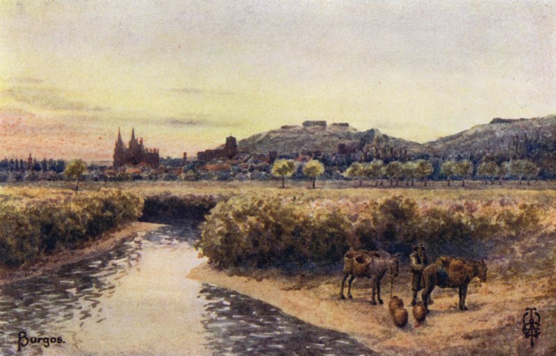 Severní Španělsko: Burgos, z východu (barva lito) od Edgar T. A. Wigram