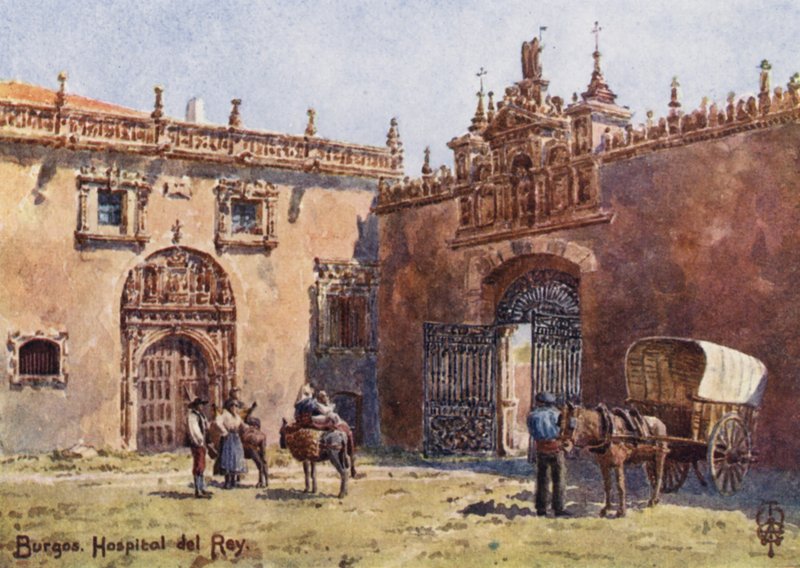 Severní Španělsko: Burgos, Hospital del Rey (barevné lito) od Edgar T. A. Wigram
