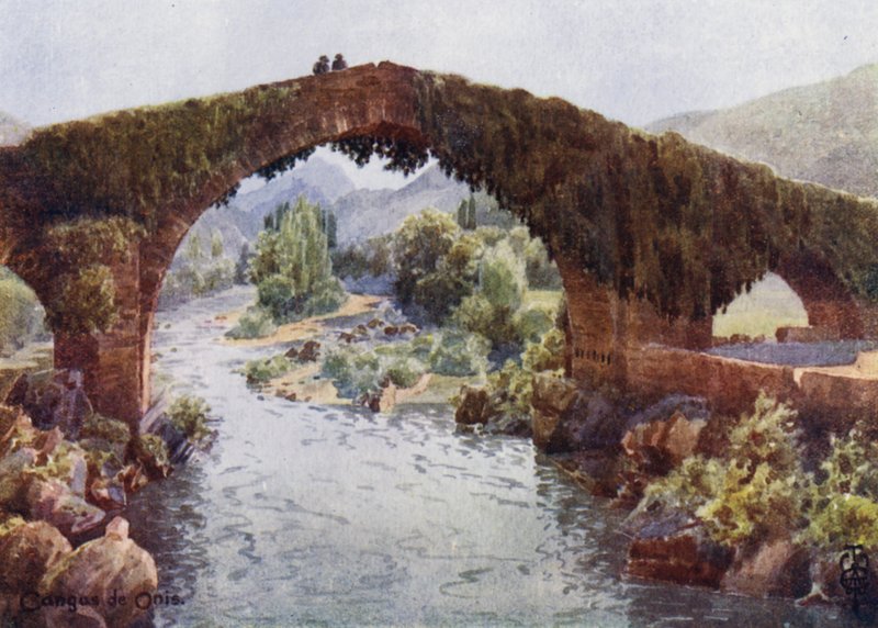 Severní Španělsko: Most přes řeku Sella (barevná fotografie) od Edgar T. A. Wigram