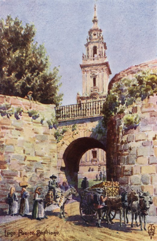 Severní Španělsko: Lugo, brána do Santiaga (barevná lito) od Edgar T. A. Wigram
