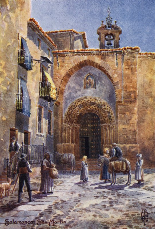 Severní Španělsko: Salamanca, kostel San Martin (barevné lito) od Edgar T. A. Wigram