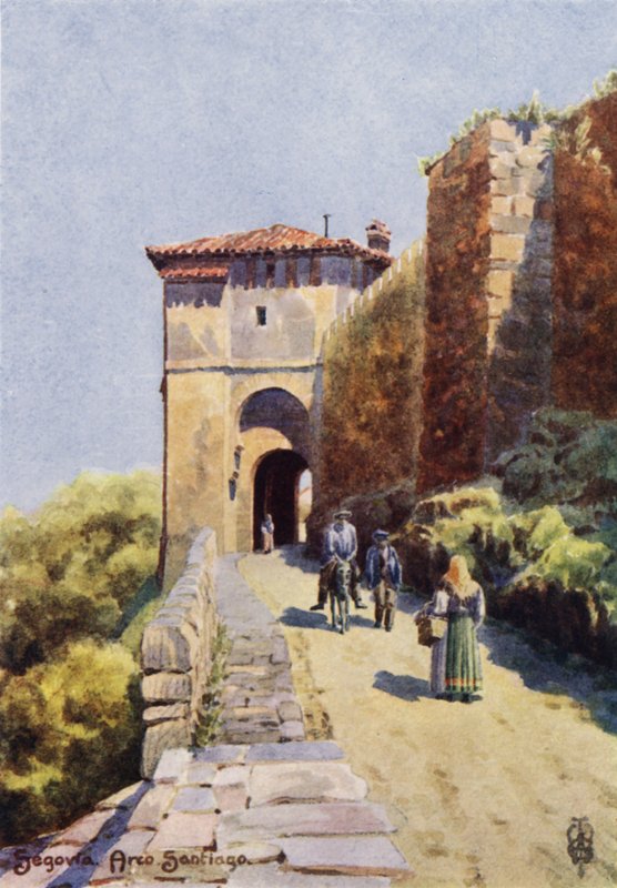 Severní Španělsko: Segovia, Arco Santiago (barevné lito) od Edgar T. A. Wigram