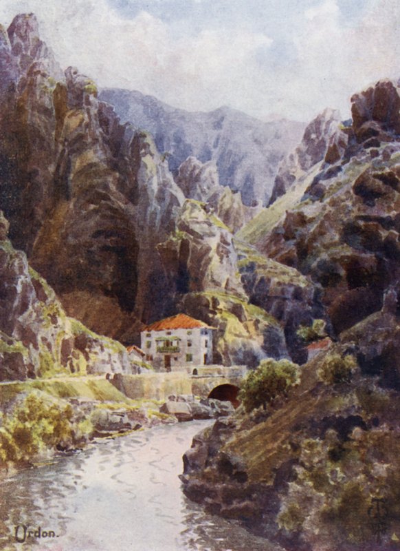 Severní Španělsko: soutěska Deva, Urdon (barevná lito) od Edgar T. A. Wigram