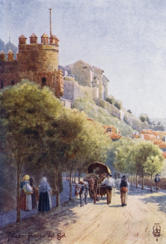 Severní Španělsko: Toledo, Puerta del Sol (barevné lito) od Edgar T. A. Wigram
