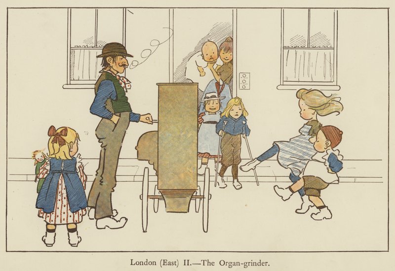 Londýn (východ), mlýnek na varhany od Edith Farmiloe