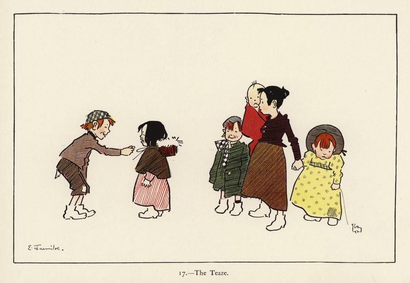 The Teaze (barevná litografie) od Edith Farmiloe