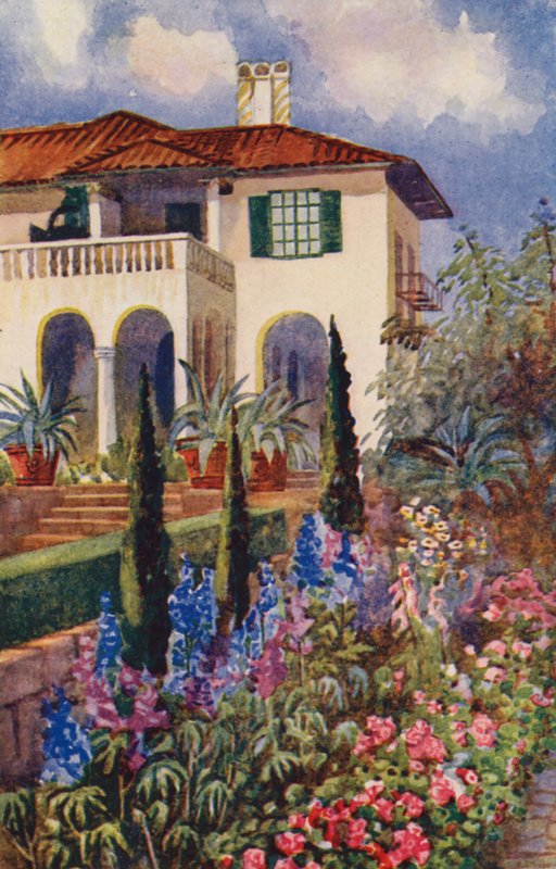 Roh zahrady ve Villa Arcadia, Johannesburg (barevné lito) od Edith Struben