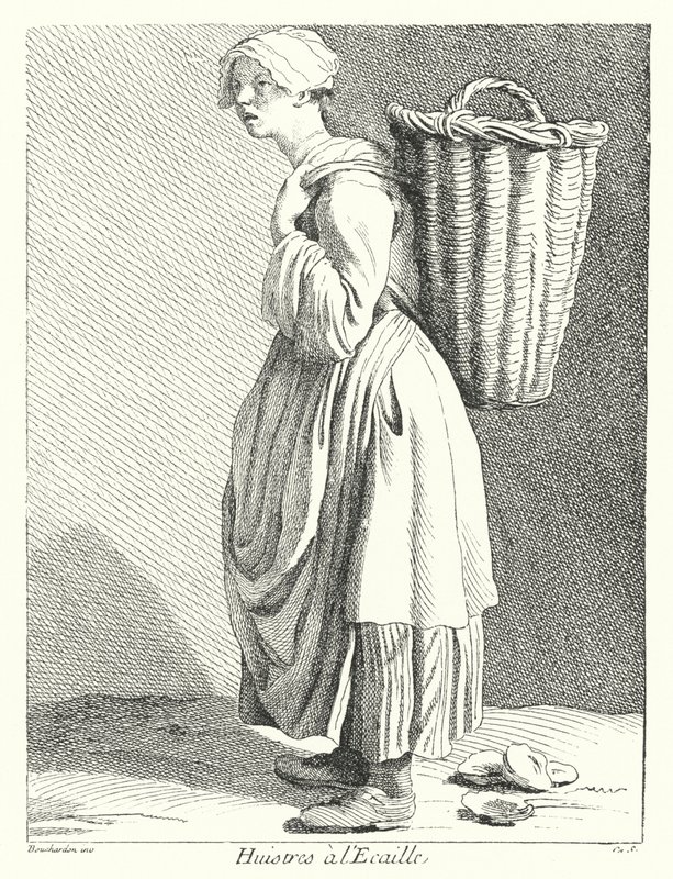 Prodejce ústřic (rytina) od Edmé (after) Bouchardon