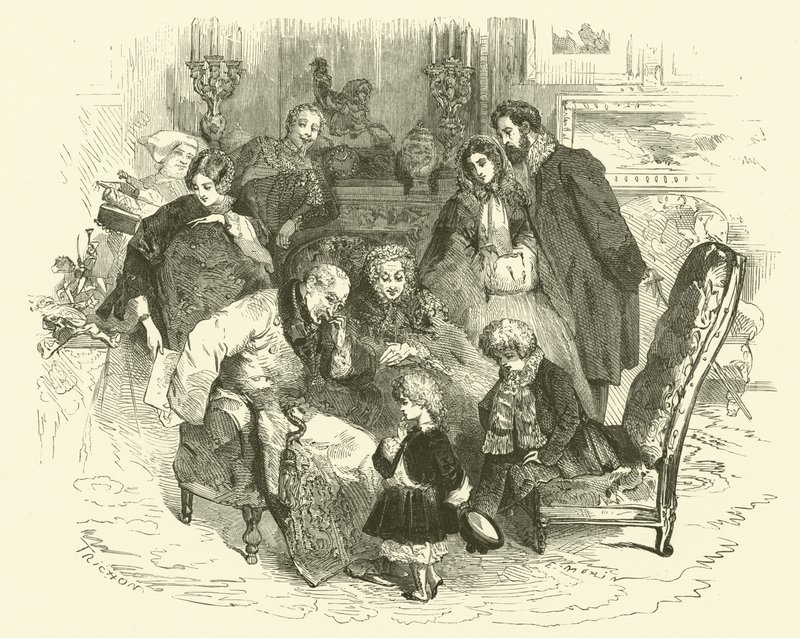 Scény pařížského života: Nový rok rodičů (rytina) od Edmond (after) Morin