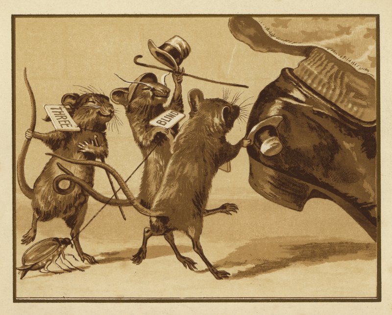 Ilustrace pro tři slepé myši (barevné lito) od Edmund G. Caldwell