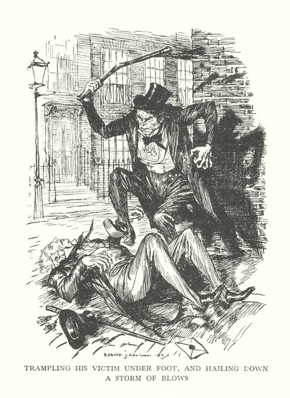 Ilustrace ke knize R. L. Stevensona Podivný případ doktora Jekylla a pana Hyda (litografie) od Edmund Joseph (after) Sullivan