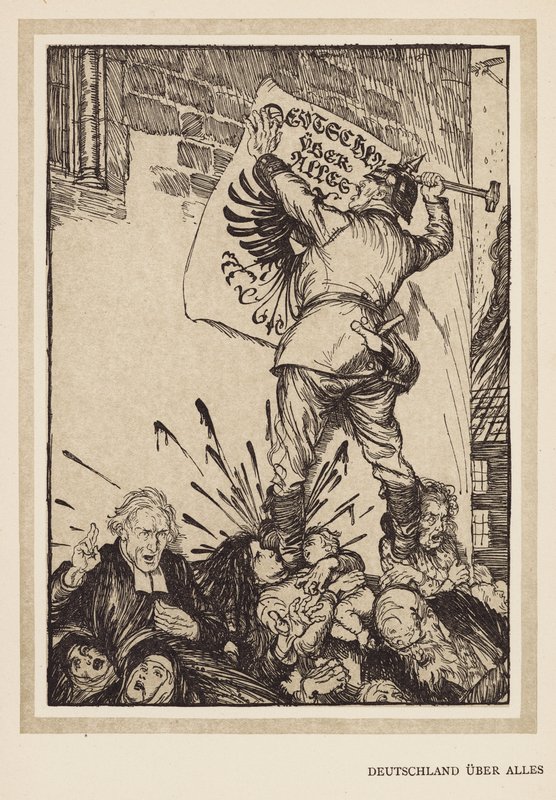 Císařský věnec: Deutschland Über Alles (litografie) od Edmund Joseph (after) Sullivan