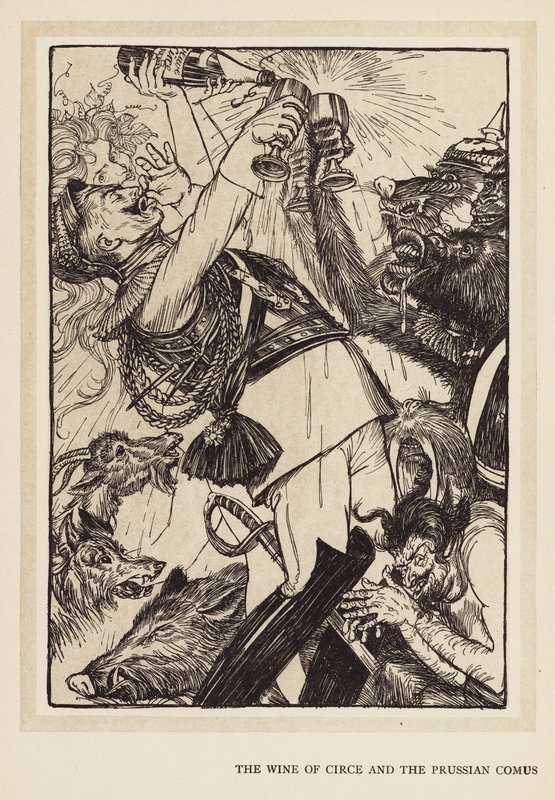Kaiserův věnec: Víno Circe a pruský Comus (litografie) od Edmund Joseph (after) Sullivan