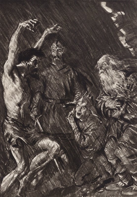 William Shakespeare: Tragédie krále Leara, 3. dějství, 4. scéna (litografie) od Edmund Joseph (after) Sullivan