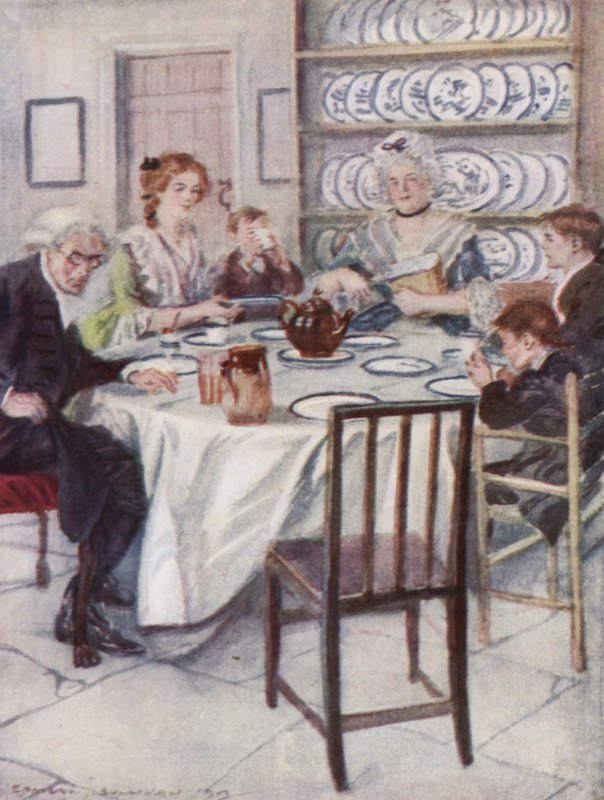 Ilustrace k Vicar of Wakefield od Olivera Goldsmitha (barevné lito) od Edmund Joseph Sullivan