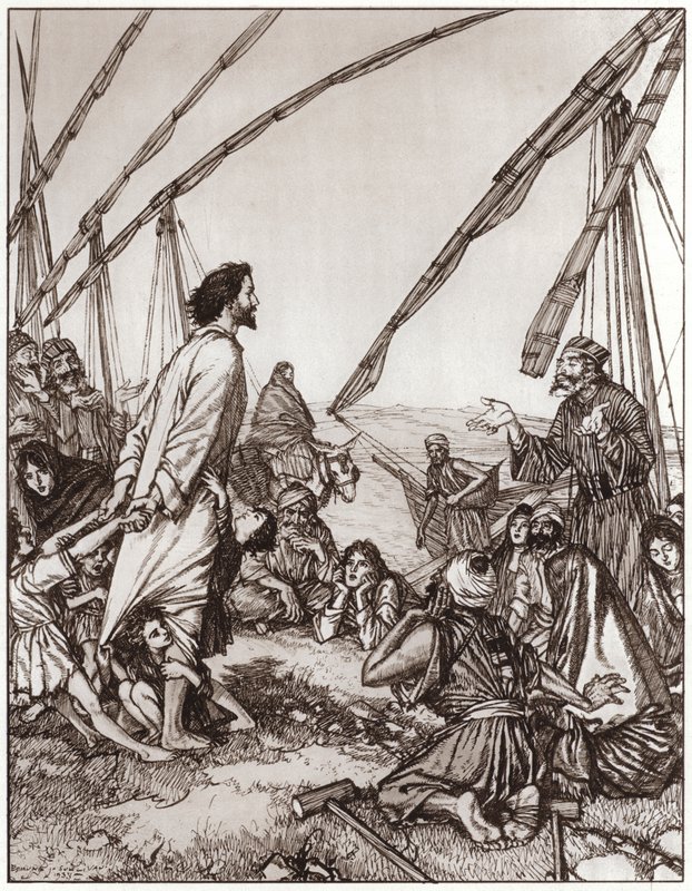 Ježíš se ptá: Kdo je můj bližní? (litho) od Edmund Joseph Sullivan