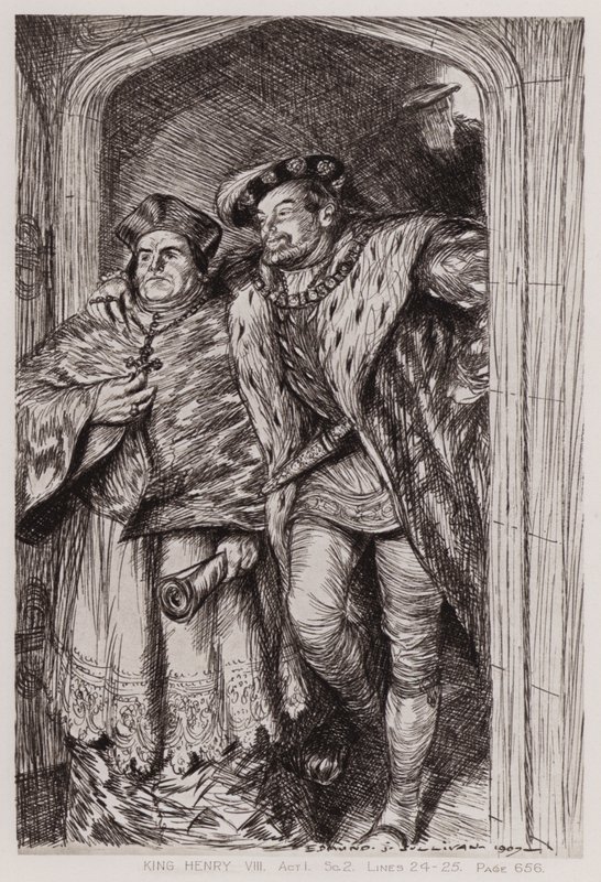 Slavná historie života krále Jindřicha VIII., dějství I, Sc 2 (litho) od Edmund Joseph Sullivan