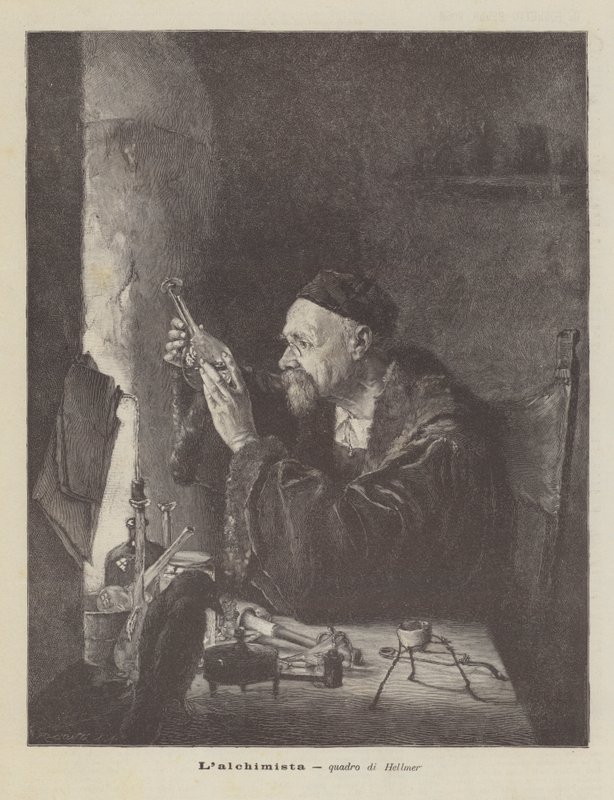 Lalchymista, obraz od Hellmera od Edmund Ritter von Hellmer