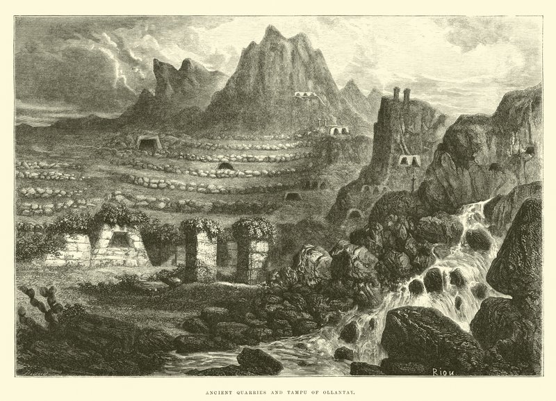 Starověké lomy a Tampu of Ollantay od Edouard Riou